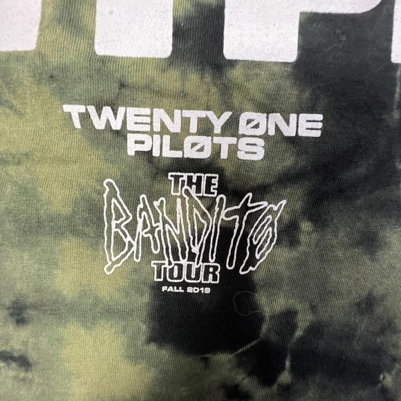 Twenty One Pilots The Bandits 2019 Tour T Shirt Green Tie Dye Mens Small S - Picture 5 of 8